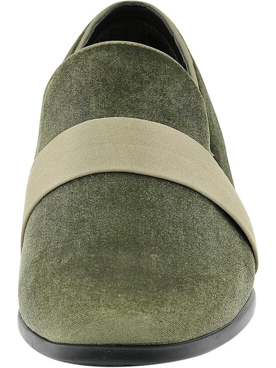 Amali Men\'s Olive Paisley Embossed Velvet Loafer Satin Trim Slip On Tuxedo Shoes main image 6